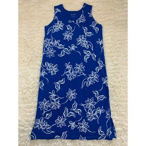 M. Mac Vermont XL Short Sleeve Blue Floral Hawaiian Dress w/ Pockets 100% Cotton